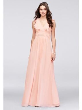 Reverie by David’s Bridal V-Neck Pink Maxi Dress - Bridesmaid, wedding guest